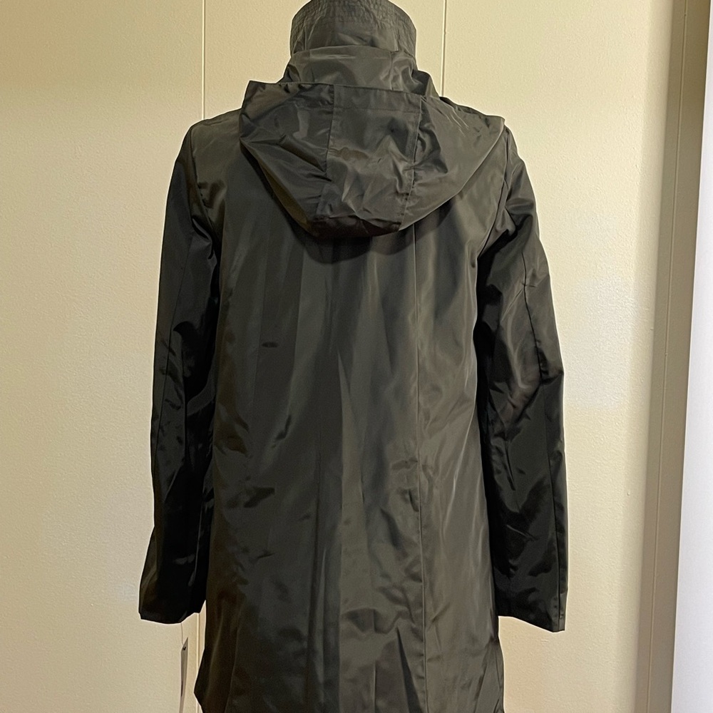 Via Spiga Packable Water Repellant Hooded Raincoat Olive Green Size XS - Picture 4 of 9